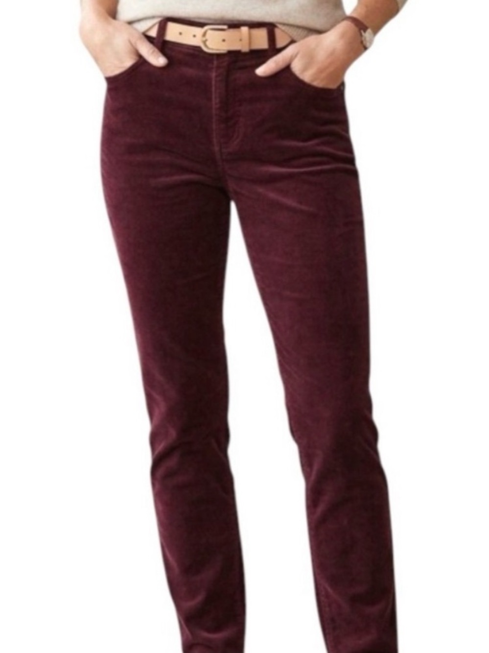 cabi Burgundy Vino Fine Wale Corduroy Skinny Jeans Style 4509 Size 8 NWOT